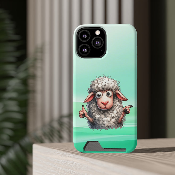 EnchantGuard Phone Case with Card Holder: Style Meets Functionality - Sheep