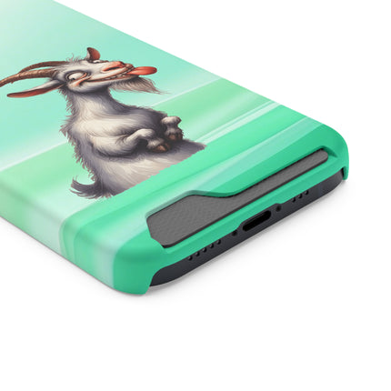 EnchantGuard Phone Case with Card Holder: Style Meets Functionality - Goat