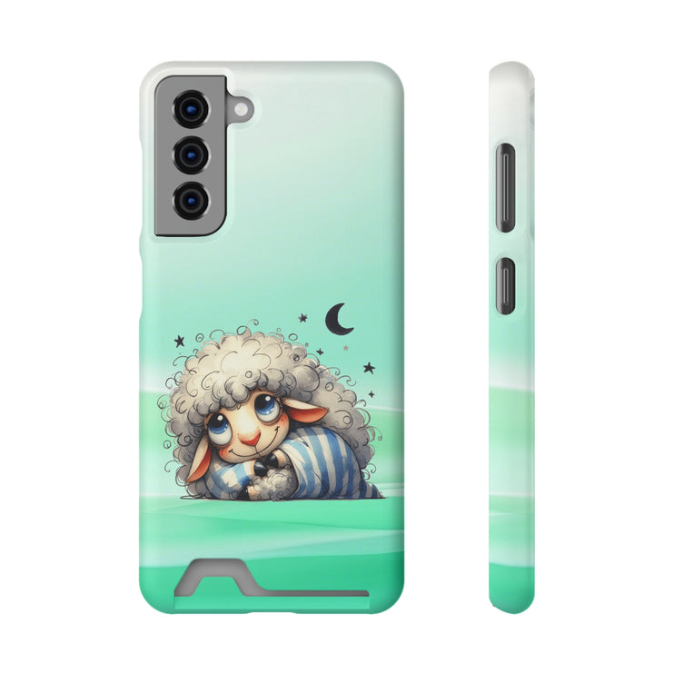 EnchantGuard Phone Case with Card Holder: Style Meets Functionality - Sheep