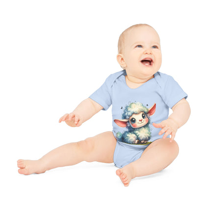 SnuggleNest Organic Baby Bodysuit (Short Sleeves) Sheep