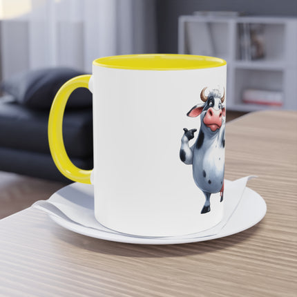 Harmony Two-Tone Coffee Mug: Sip in Style, Revel in Comfort - Cow