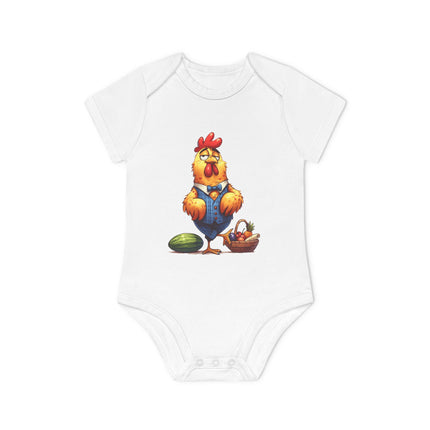 SnuggleNest Organic Baby Bodysuit (Short Sleeves) Rooster