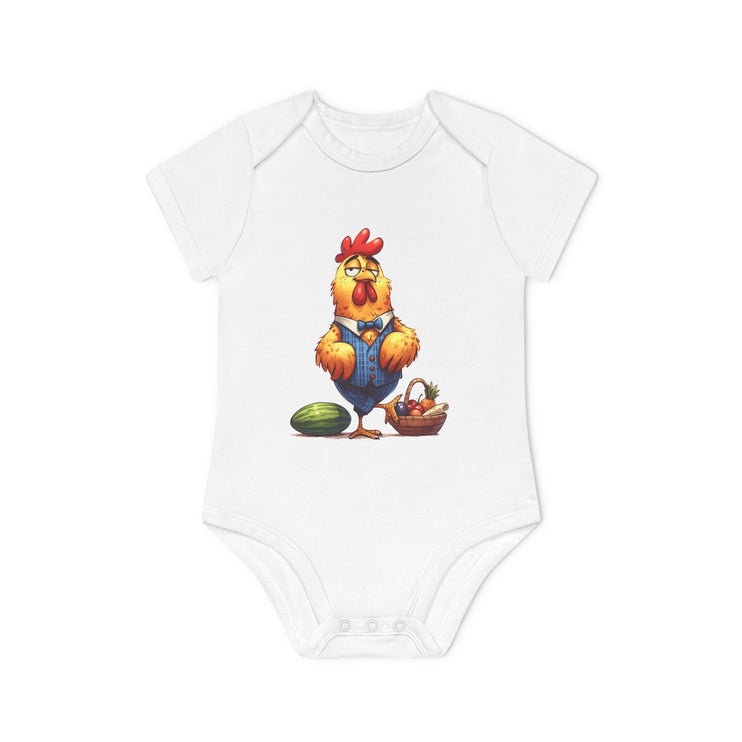 SnuggleNest Organic Baby Bodysuit (Short Sleeves) Rooster