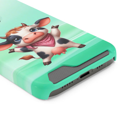 EnchantGuard Phone Case with Card Holder: Style Meets Functionality - Cow