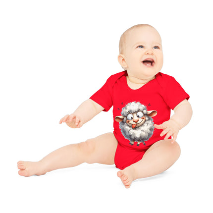 SnuggleNest Organic Baby Bodysuit (Short Sleeves) Sheep