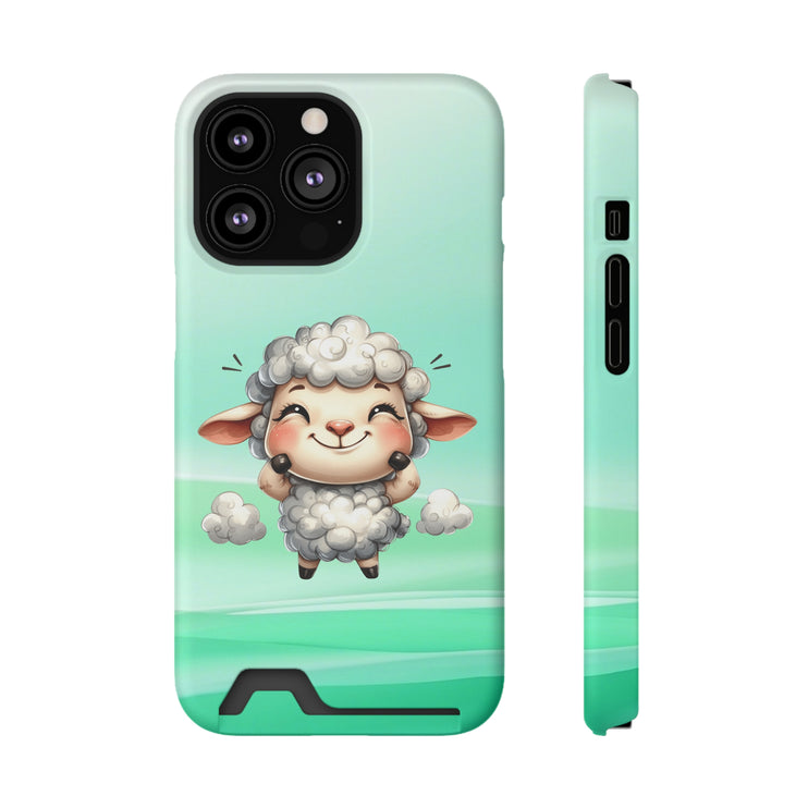 EnchantGuard Phone Case with Card Holder: Style Meets Functionality - Sheep