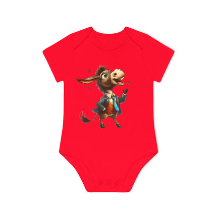 SnuggleNest Organic Baby Bodysuit (Short Sleeves) Donkey