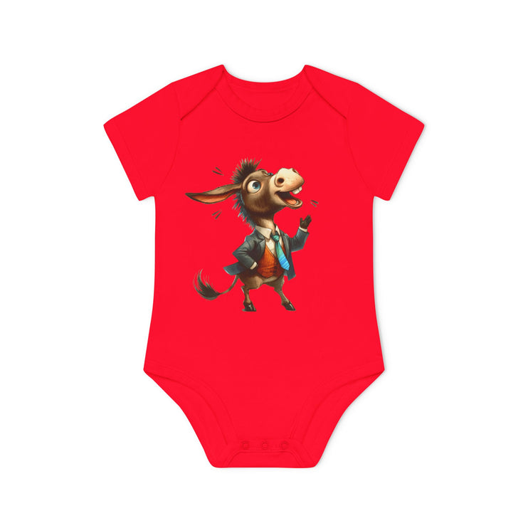 SnuggleNest Organic Baby Bodysuit (Short Sleeves) Donkey