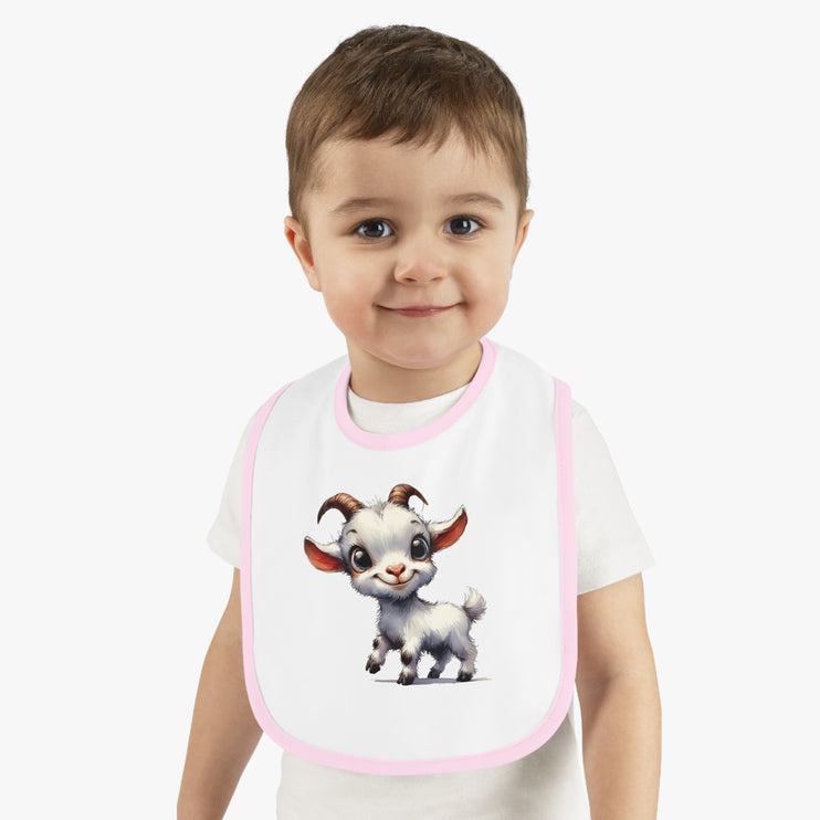 CharmChomp Contrast Σαλιάρα: Stylish & Practical Meal Time Magic! Cute Baby Goat