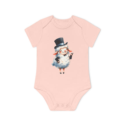 SnuggleNest Organic Baby Bodysuit (Short Sleeves) Sheep