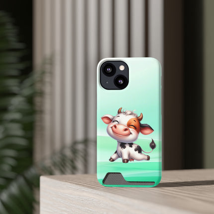 EnchantGuard Phone Case with Card Holder: Style Meets Functionality - Cow