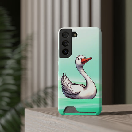 EnchantGuard Phone Case with Card Holder: Style Meets Functionality - Swan