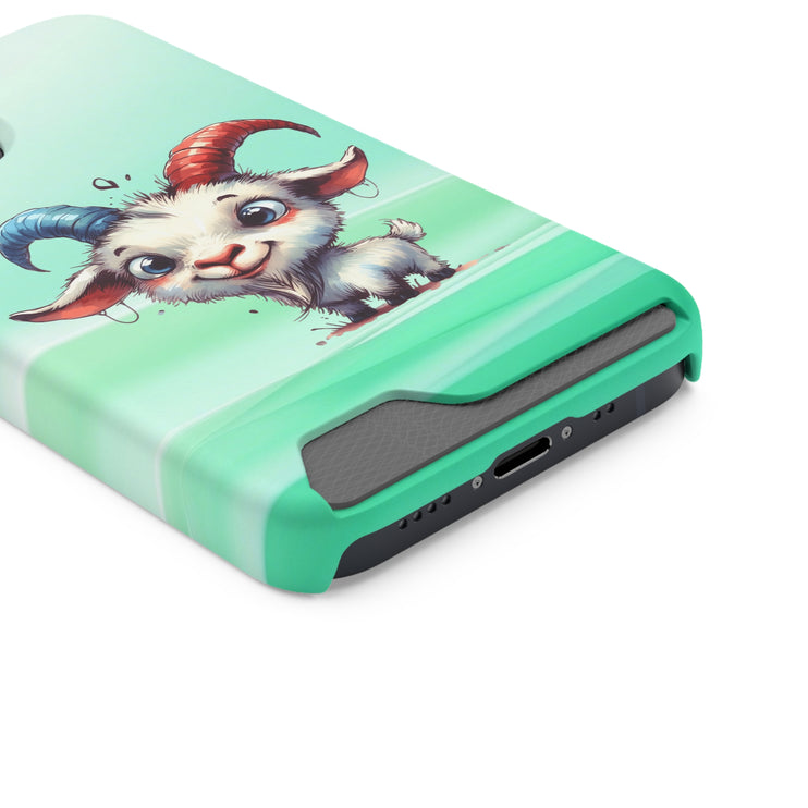 EnchantGuard Phone Case with Card Holder: Style Meets Functionality - Goat