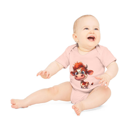 SnuggleNest Organic Baby Bodysuit (Short Sleeves) Cow