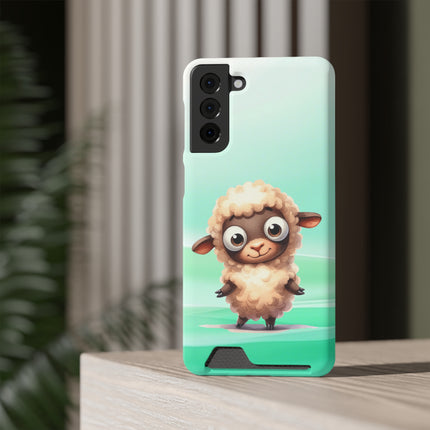 EnchantGuard Phone Case with Card Holder: Style Meets Functionality - Sheep