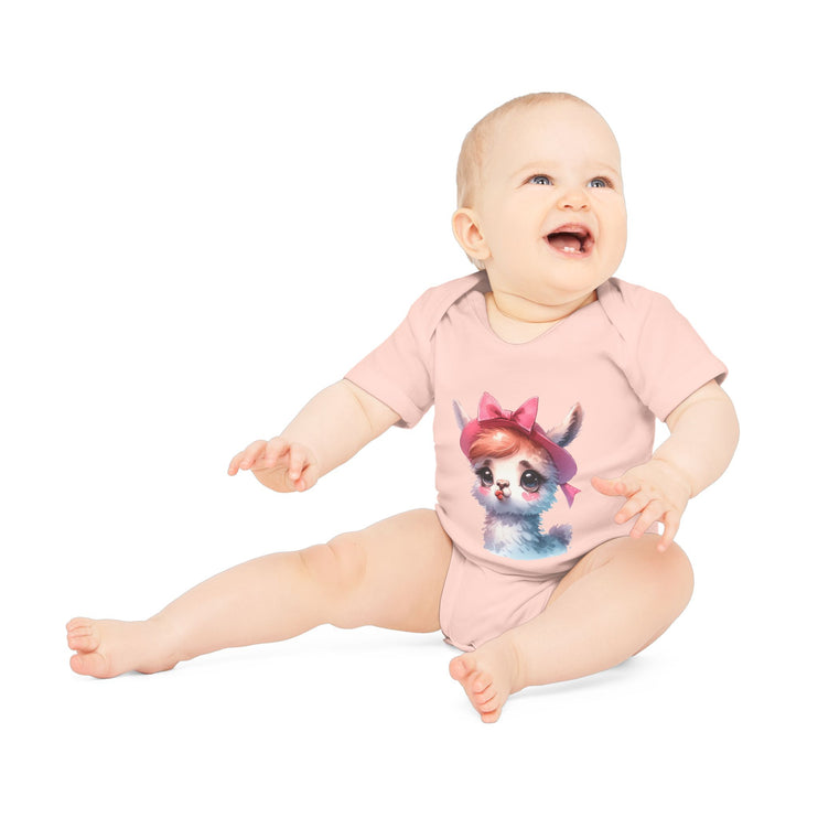 SnuggleNest Organic Baby Bodysuit (Short Sleeves) Lama