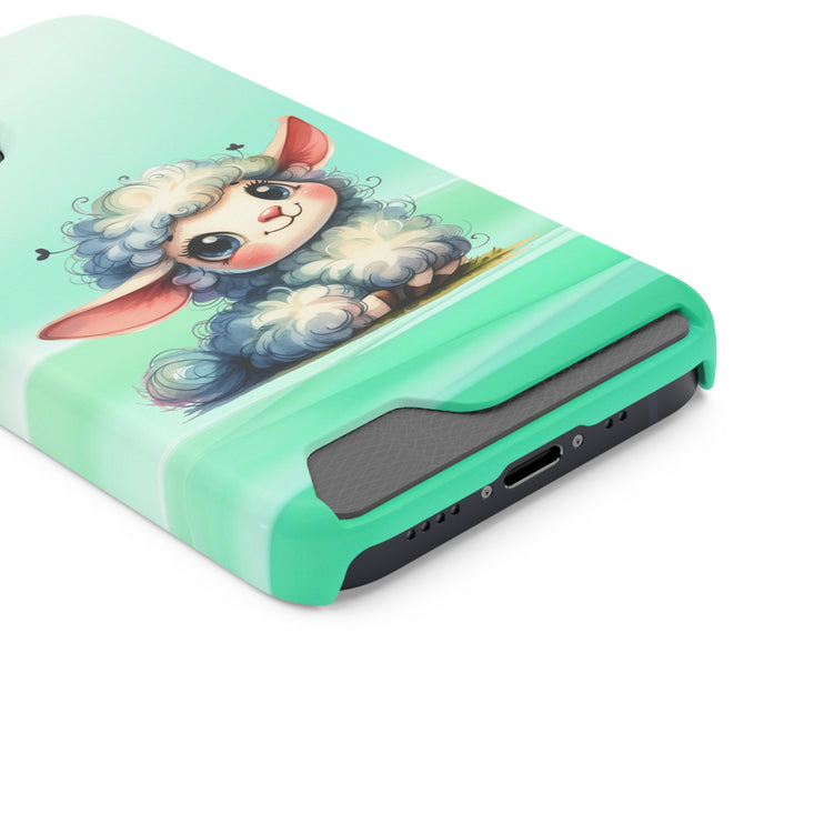 EnchantGuard Phone Case with Card Holder: Style Meets Functionality - Sheep