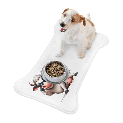 CharmPaws Pet Feeding Mats: Keep Mealtime Mess-Free & Stylish! - Cow