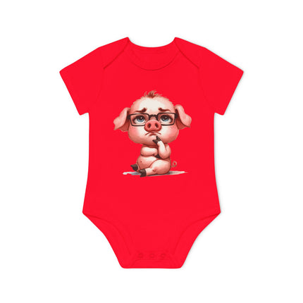 SnuggleNest Organic Baby Bodysuit (Short Sleeves) Pig