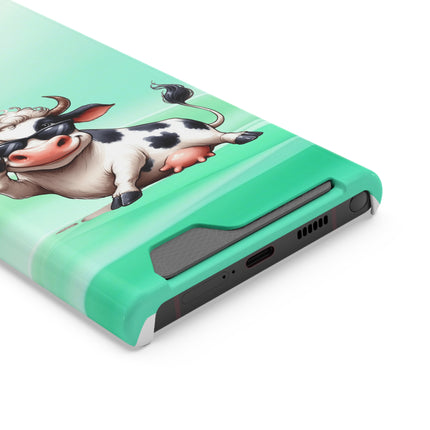 EnchantGuard Phone Case with Card Holder: Style Meets Functionality - Cow