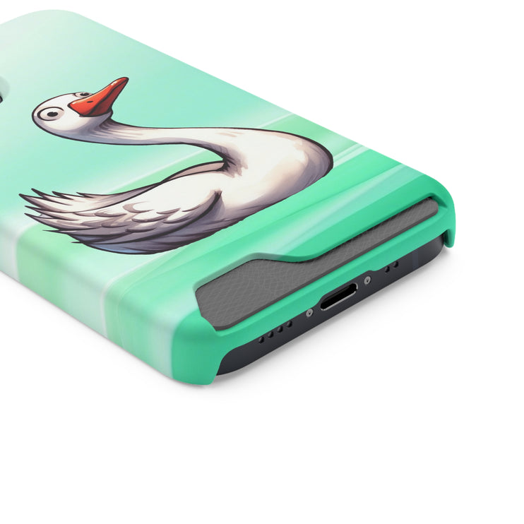 EnchantGuard Phone Case with Card Holder: Style Meets Functionality - Swan