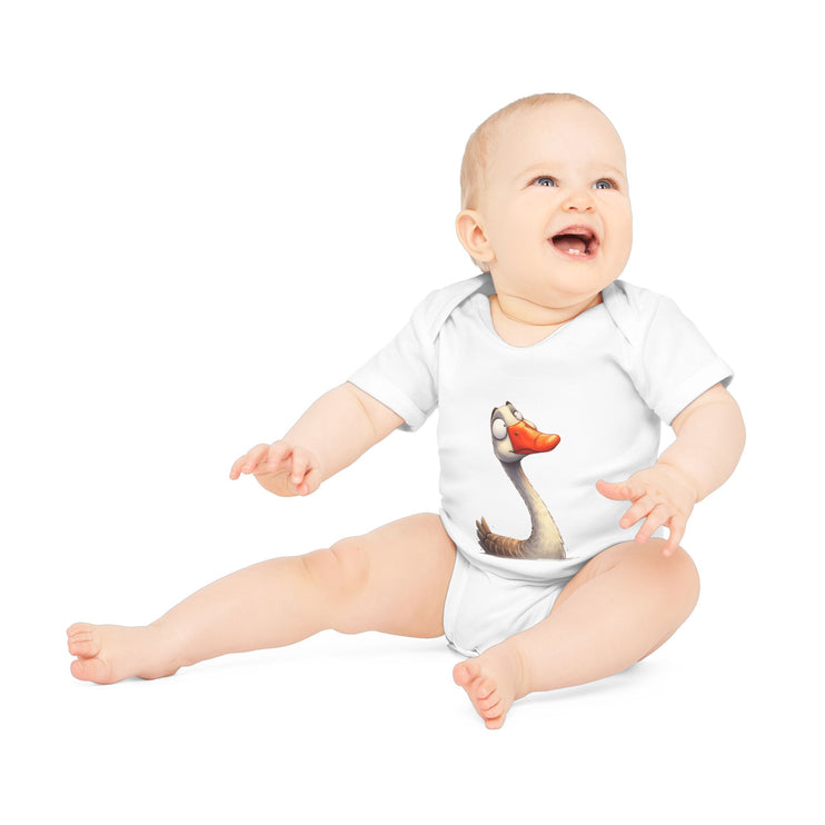 SnuggleNest Organic Baby Bodysuit (Short Sleeves) Swan