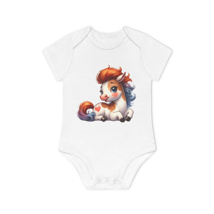 SnuggleNest Organic Baby Bodysuit (Short Sleeves) Horse