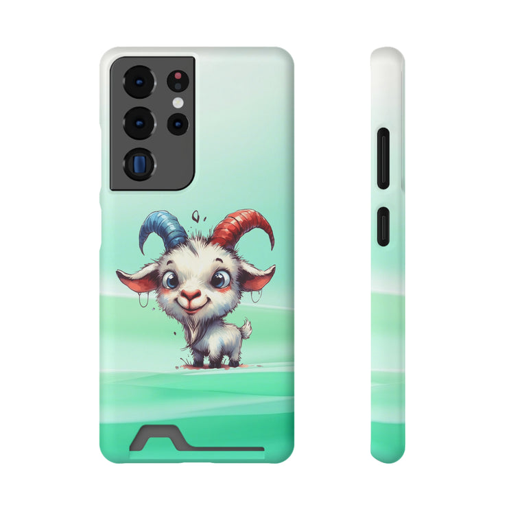 EnchantGuard Phone Case with Card Holder: Style Meets Functionality - Goat