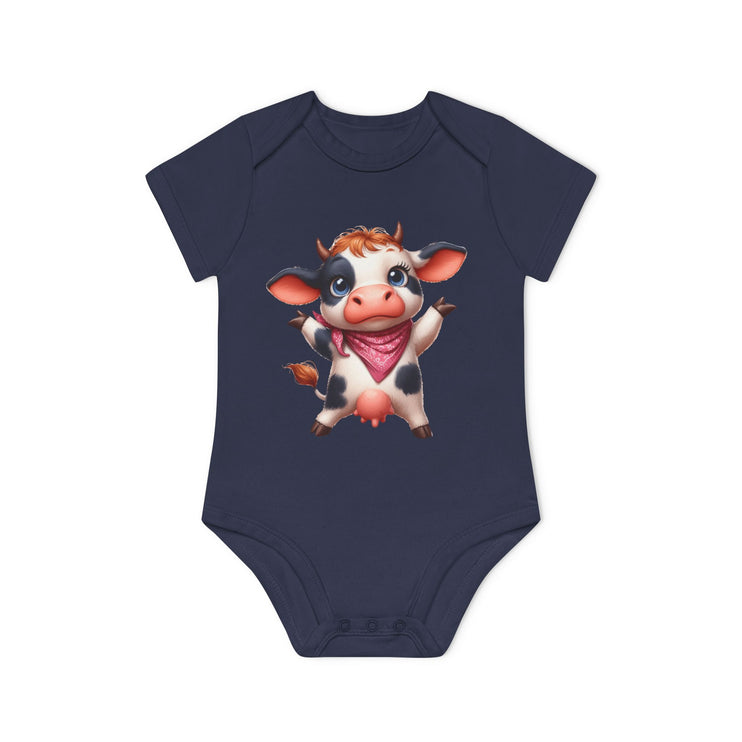 SnuggleNest Organic Baby Bodysuit (Short Sleeves) Cow