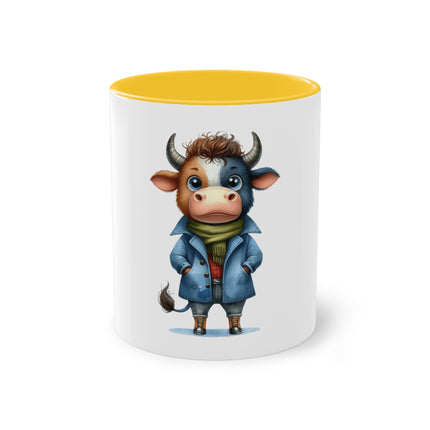 Harmony Two-Tone Coffee Mug: Sip in Style, Revel in Comfort - Cow