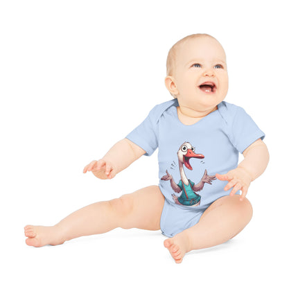 SnuggleNest Organic Baby Bodysuit (Short Sleeves) Goose