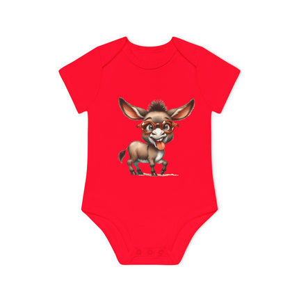 SnuggleNest Organic Baby Bodysuit (Short Sleeves) Donkey