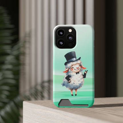 EnchantGuard Phone Case with Card Holder: Style Meets Functionality - Sheep