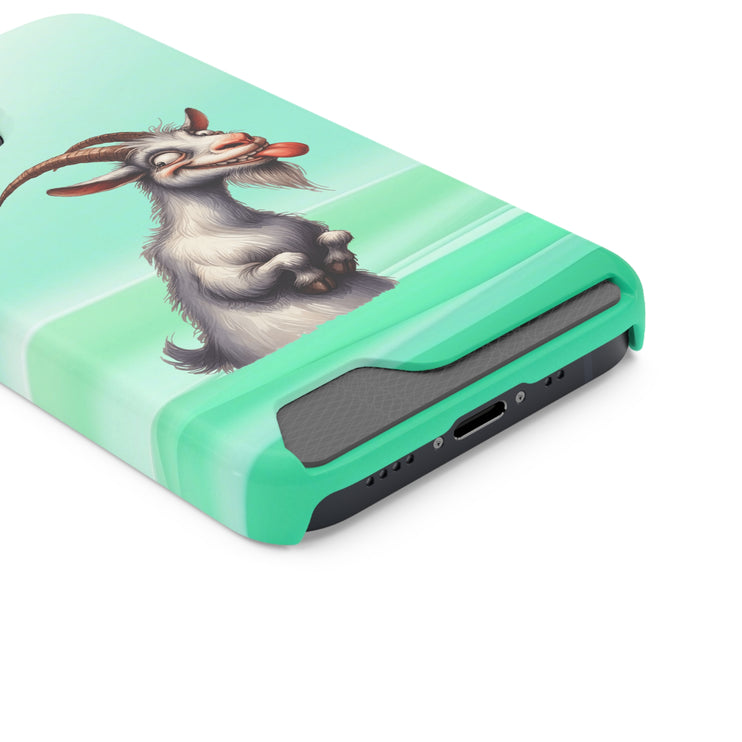 EnchantGuard Phone Case with Card Holder: Style Meets Functionality - Goat