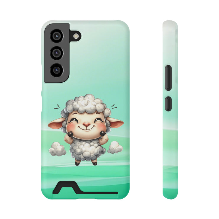 EnchantGuard Phone Case with Card Holder: Style Meets Functionality - Sheep