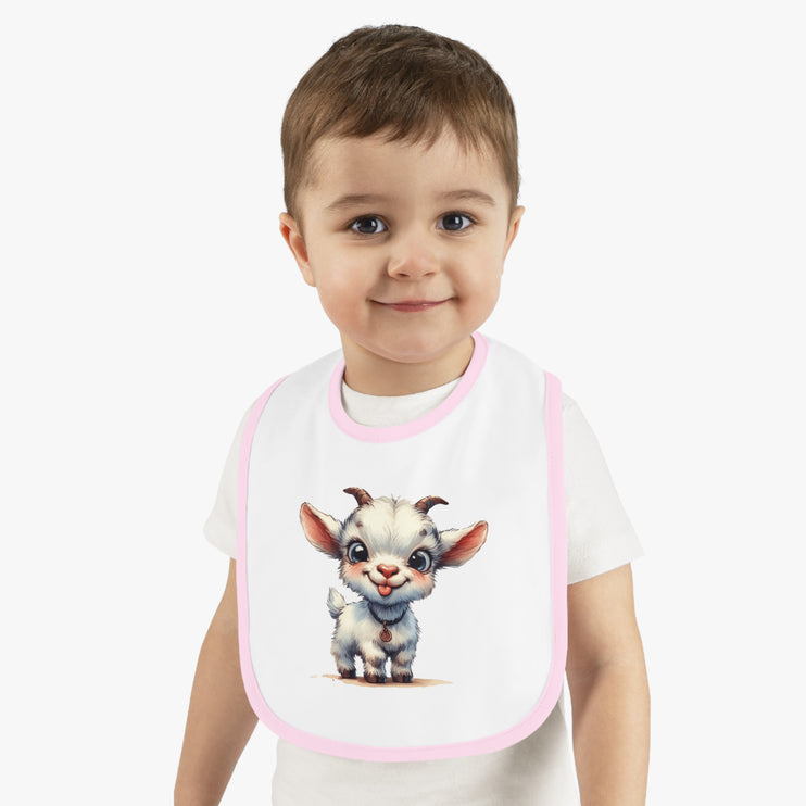 CharmChomp Contrast Σαλιάρα: Stylish & Practical Meal Time Magic! Cute Baby Goat