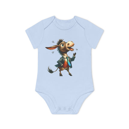 SnuggleNest Organic Baby Bodysuit (Short Sleeves) Donkey