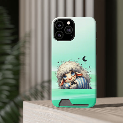 EnchantGuard Phone Case with Card Holder: Style Meets Functionality - Sheep