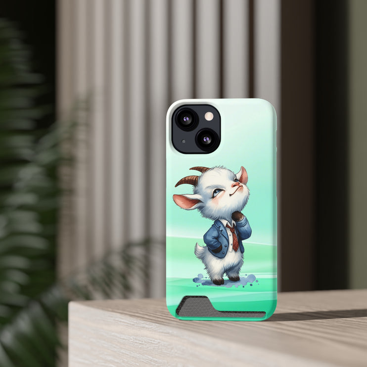 EnchantGuard Phone Case with Card Holder: Style Meets Functionality - Goat