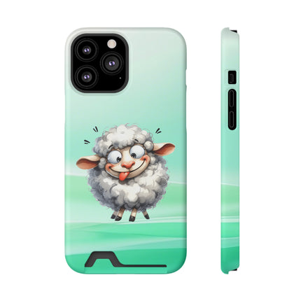 EnchantGuard Phone Case with Card Holder: Style Meets Functionality - Sheep