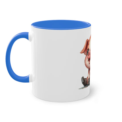 Harmony Two-Tone Coffee Mug: Sip in Style, Revel in Comfort - Pig