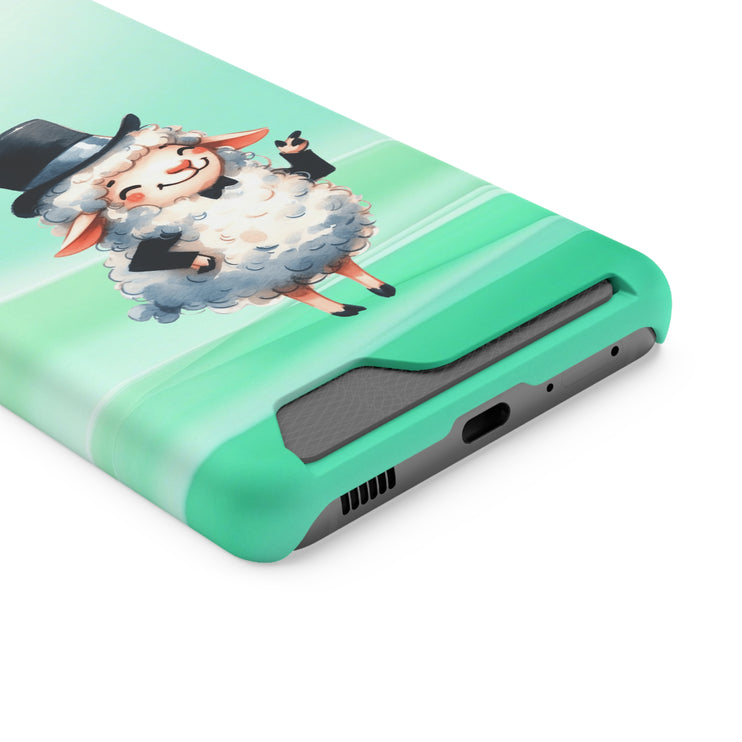 EnchantGuard Phone Case with Card Holder: Style Meets Functionality - Sheep