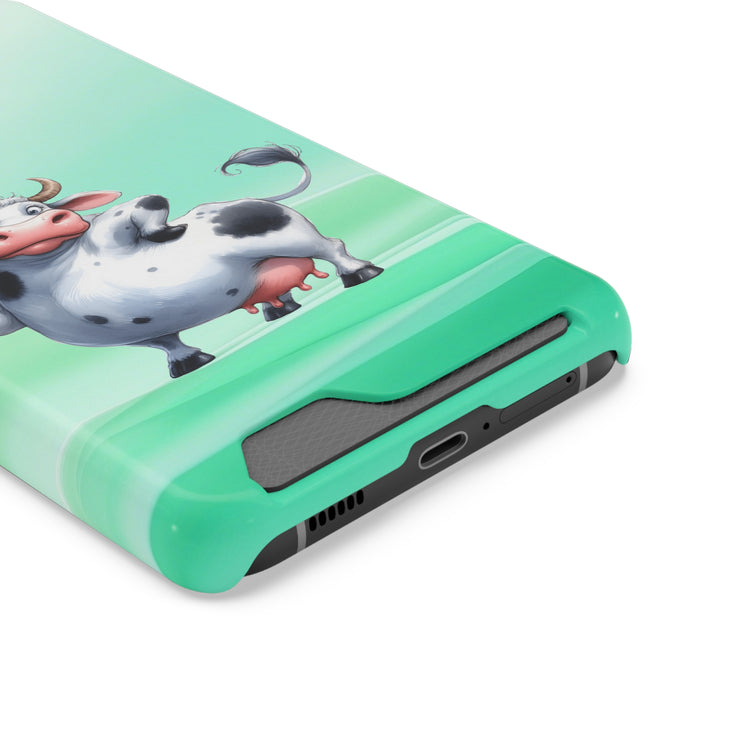 EnchantGuard Phone Case with Card Holder: Style Meets Functionality - Cow