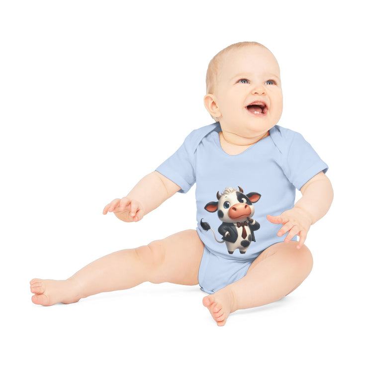 SnuggleNest Organic Baby Bodysuit (Short Sleeves) Cow