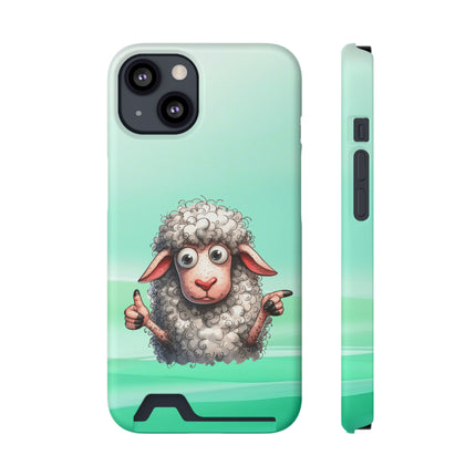 EnchantGuard Phone Case with Card Holder: Style Meets Functionality - Sheep