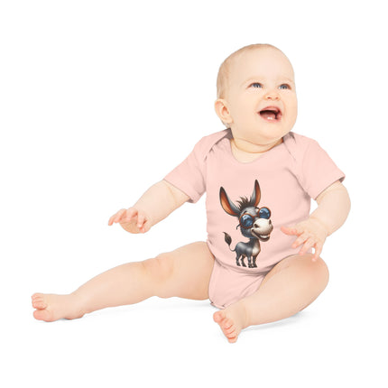 SnuggleNest Organic Baby Bodysuit (Short Sleeves) Donkey