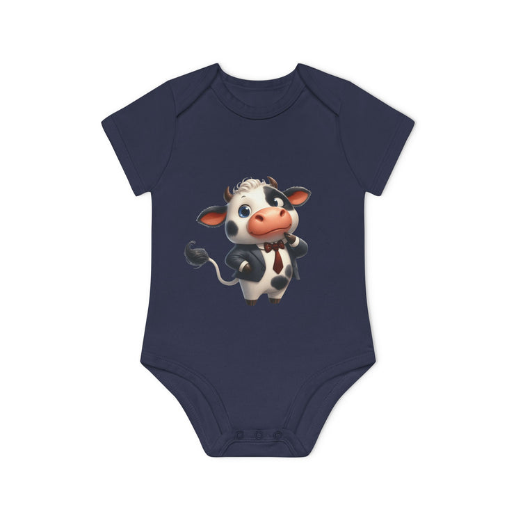 SnuggleNest Organic Baby Bodysuit (Short Sleeves) Cow