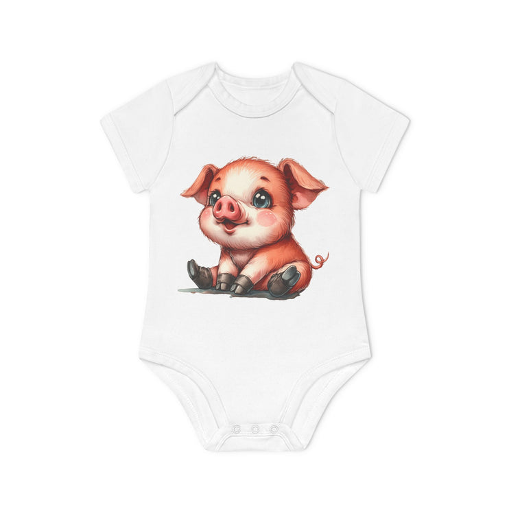 SnuggleNest Organic Baby Bodysuit (Short Sleeves) Pig