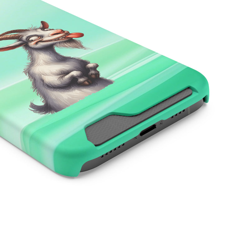 EnchantGuard Phone Case with Card Holder: Style Meets Functionality - Goat