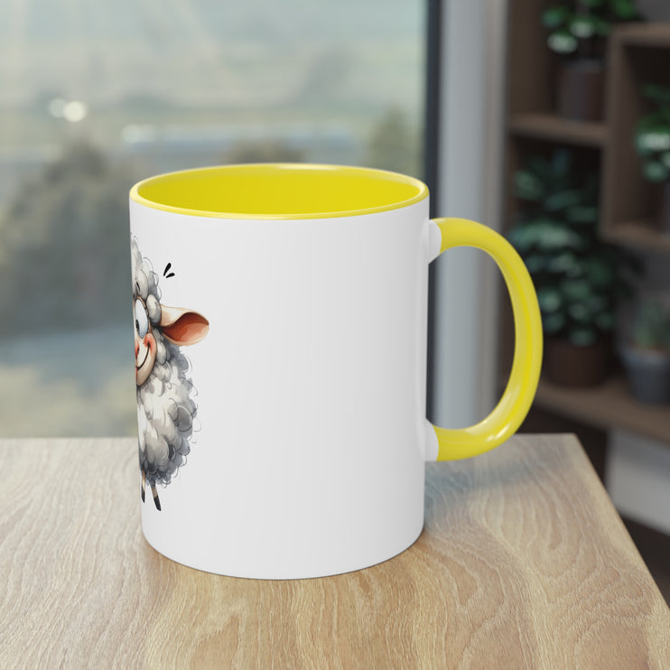 Harmony Two-Tone Coffee Mug: Sip in Style, Revel in Comfort - Sheep